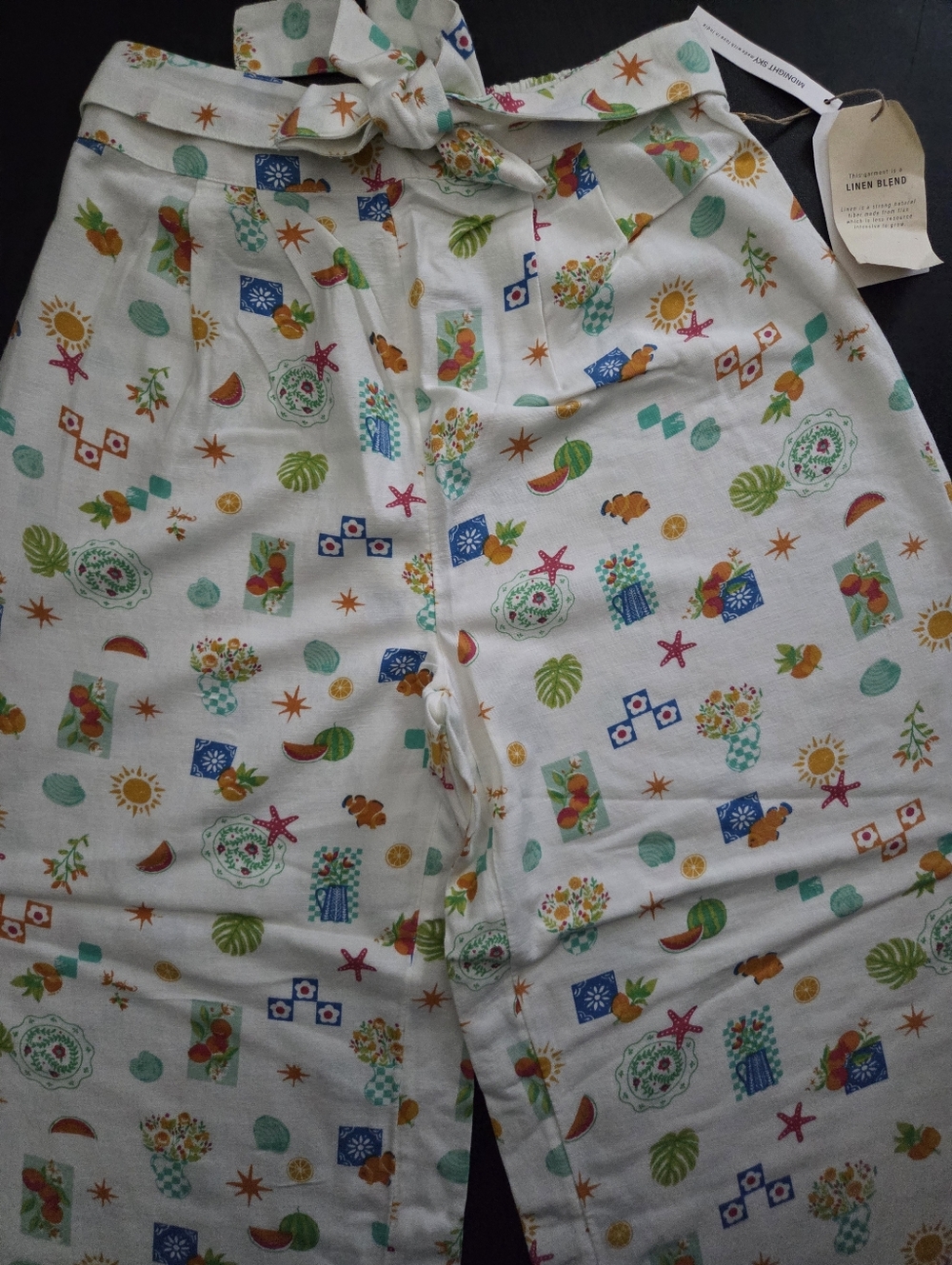 NWT - Midnight Sky Linen Blend Whimsy Printed Top & Pants Set - Size L - Picture 13 of 14